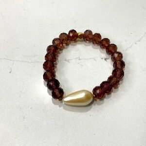 Berries & Cream Bracelet- raspberry colored crystal & mother of pearl